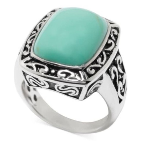 R. H. Macy Silver & Turquoise Rectangle Ring, Size 8, NWT!! - Picture 1 of 5